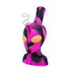 Colorful Alien Style Silicone Bubbler Pipes Kit With Glass Handle Filter Funnel Bowl Dry Herb Tobacco Waterpipe Hookah Shisha Smoking Bong Holder Handpipes DHL