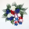 Dekorative Blumen, amerikanischer Kranz zum 4. Juli, Wandtür, hängende Girlande, Seidenblume, patriotisch, mit Zwergpuppen