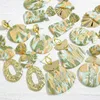 Dingle örhängen aensoa ovanlig grön marmorpolymer lera för kvinnor handgjorda abstrakt mönster geometriska metall droppsmycken 2023