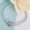 CZ Diamond Barrel Clasps Clasps 925 Sterling Silver Jewelry for Pandora Sparkling Clasp Snake Bracelet مع صندوق أصلي