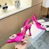 Rear Sling High-heeled Dress Shoe Pumps Women's Sandals Silk Fabric Rhinestone Decoration Pointed Toes Evening Designers High Shoes Factory Footwear with box