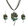 Kolczyki naszyjne Zestaw Europa Vintage Enamel Fashion Flower Dangle Biżuteria Biżuteria