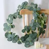 Fleurs décoratives 180 cm guirlande d'eucalyptus artificielle Faux décor mural argent Dollar verdure feuilles plante de vigne pour arc de mariage