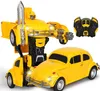 1:14 RC Transformer Toy Una chiave Telecomando Auto api volkswagen beetle optimus hot rod con luce e suono rc auto regali per bambini