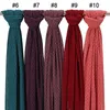 Sciarpe Hijab in chiffon plissettato con pompon Sciarpa per donna Pieghe Hijab Scialle lungo Foulard solido Avvolge fascia Turbanti