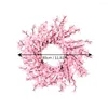 Decoratieve bloemen roze kunstmatige krans voor kerstversiering voordeur opknoping ornament met licht Home decor bruiloft feest vakantie