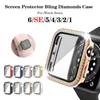 Pırlanta Ekran Koruyucu Saat Kılıfı Bling Kristal Tam Kapak Koruyucu Kılıflar PC Apple Iwatch 45mm 44mm 42mm 41mm 40mm 38mm için kutu ile