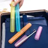 Solid Colors Travel Toothbrush Holder Hiking Portable Toothbrushes Holders Case Bathroom Toothbrush Protect Cover Storage Box TH0258