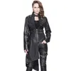 Damesjassen Steampunk Gothic Klinknagel Stalen gesp Dames Zwart Leer Lange mouw Jas Dames Asymmetrisch Faux