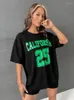 Kobiety dla kobiet w Kalifornii 25 damskich szczytów w stylu amerykański styl starych streetwearu moda osobowość All-math T-shirty za duża kobieta bawełna