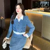 Work Dresses Denim Skirt Suit 2023 Spring Fashion Retro Korean Slim Short Single-breasted Jacket Long Two-piece