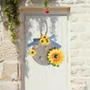 Dekorativa blommor bi solros krans konstgjord ytterdörr med honung dekor dag vår sommar hem dekorationer för