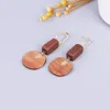 Dangle Earrings Wood For Women Vintage 2023 Access Geometric Korean Fashion Star Selling Products Statement