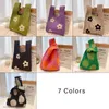 Wallets Japanese Style Small Flower Knitted Bag Women Tote Reusable Handbag Hollow Out Knot Wrist Key Phone Pouch Portable Purse