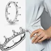 925 Silver Women Fit Phandora Pierścienie Oryginalne serce Crown Pierścień Księżniczka Tiara Pierścień Korony