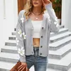 Kvinnors stickor Autumn Fashion Women Lose Knit Sweater Cardigans Vuxna Knappa ner blommönster Långärmad V-Neck Cardigan Outwear Coats