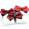 Bow Ties Men's Formal Wear Professional Business Festive Red Bridegroom Wedding Polyester Silk Plain Spot Pointed Double Layer Tie