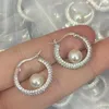 New designed TRIOMPHE Arch pearl hoops EARRINGS diamonds BRASS WOMEN EAR STUDS Designer Jewelry CE LINE9011780