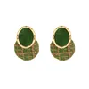 Boucles d'oreilles à tige Vintage femmes cerceau grand pendentif géométrique pour femmes couleur verte cadeau de noël 2023 tendance bijou