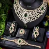 Brincos de colar Set Missvikki Original Luxo Cz Green CZ Ring 4pcs para mulheres Russia Bridal Wedding Party