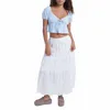 Women's Tanks Elegant White Lace Off Shoulder Crop Top With Puff Sleeves And Frill Trim Fishnet Sheer Mesh Chiffon T-Shirt For Women S