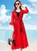 Kvinnors blusar 2023 Chiffon Cardigan Women Summer Beach Korean Fashion Kimono Black White Red Green Pink Long Blus Shirt