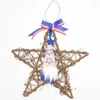 Fleurs décoratives American Independence Day Star Star Wreaty Decor Decoration Rudolph Wicker pentagram Pendant Garlands Window Wall Decor