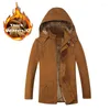 Herrenjacken Herren-Winterjacke mit Kapuze, Lammwollfutter, verdickter Thermo-Parka, Luxus-Herren-Herrenjacke