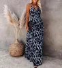 Robes décontractées pour femmes Summer Fashion Beach Style Open Halter Sexy Print Long Dress