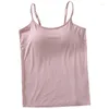 Yoga Outfit Ladies' Modal Sexy Sling Tank Top With Chest Pad One-Piece Wirefree Casual Camisole Built In Bra