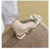 Sandaler Square Toe Green Pink Women's Spring Summer Shallow Bow Shoes Tjock Low Heel Buckle Sandalias Mujer Verano