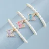 Strand Beaded Strands NINGW 3Pcs / Set Acrylique Papillon Doux Poterie Amour Fille Bracelet Enfants Main Bracelet Imitation Perle Jewerly