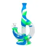 Coloré Microscope Style Silicone Bubbler Pipes Kit Verre Poignée Filtre Quartz Bol Pointe Paille Tabac Pipe À Eau Narguilé Shisha Fumer Bong Titulaire Pipes À Main DHL