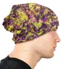 Berretti Dpa160202a Berretto lavorato a maglia Berretti Skullies invernali da uomo Astratto Prugna Viola Oro Giallo Ode stellato Omaggio