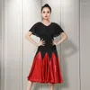 Scene Wear Latin Dance Stretchy Dress Salsa Samba Girls Fringes Costume Half Sleeve Competition Dresses Women Satin kjol Performance