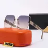 Glasses de sol por atacado óculos de sol sem moldura copos de diamante cortado lente marrom moda insp masculina e feminina h com caixa original com caixa de presente
