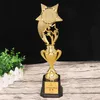 Dekorativa objekt Figurer Gratis anpassade stjärnor Trophy Cup Golden Plating Award Trophies Competition Sports Game Vinnare Souvenir Toys Trofeos Award 230621