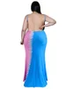 Plus storlek klänningar färgblock smal fit cami maxi klänning kvinnors medelsträcka backless