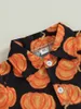 Set di abbigliamento Adorabile set di vestiti di Halloween da 2 pezzi per bambini piccoli - T-shirt con risvolto di zucca da gentiluomo con pantaloncini e pantaloni