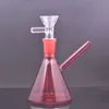 Commercio all'ingrosso MINI Narghilè colorato rosso Protable Glass Beaker Bong Heady water Dab Rig bong con ciotola per tabacco downstem maschio da 14 mm