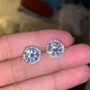 Vente chaude de haute qualité en argent sterling 925 plaqué or blanc 18 carats boucles d'oreilles grand diamant boucle d'oreille femmes boucles d'oreilles Zircon blanc bijoux à breloques de mode cadeau de la Saint-Valentin