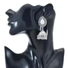 Dangle Earrings Vintage Alloy Oxidized For Women Boho Jhumka Jhumki Geometric Mirror Water Drop Earring Pendientes Party Jewelry Gift