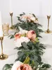 Flores decorativas guirlanda de eucalipto artificial com videiras de salgueiro guirlanda de plantas verdes para festas em casa centros de mesa caminho de mesa arco de casamento