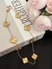 High-end Style Designer Brand Four Leaf Clover Chokers Necklaces Luxury Stainless Steel 18K Gold Plated Necklace Torques Fashion Women Vacation Jewelry Party Gift