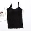 Yoga Outfit Ladies' Modal Sexy Sling Tank Top With Chest Pad One-Piece Wirefree Casual Camisole Built In Bra
