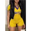 Kobiety Jumpsuits Rompers Designers Ubrania 2023 Amp Vneck Blue Spring and Summer Baseball Mash