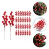 Dekorativa blommor 30 datorer Artificial Fruit Berry Red Christmas Picks Wreath 20X5,5 cm falska plastsimuleringsbärgren