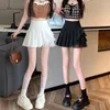 Skirts Real Time Black Mesh Patchwork Pleated Skirt With High Waist A-line Slimming For Women's Summer Small Short