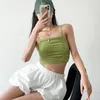 Women's Tanks Sexy White Crop Top Women 2023 Summer Tops Fashion Camisoles For Designer Clothes Orange Ruched Cami Blue Green