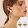 Lot de 6 boucles d'oreilles pendantes en rotin léger et géométrique durable en paille faite à la main en osier attrayant de grande qualité